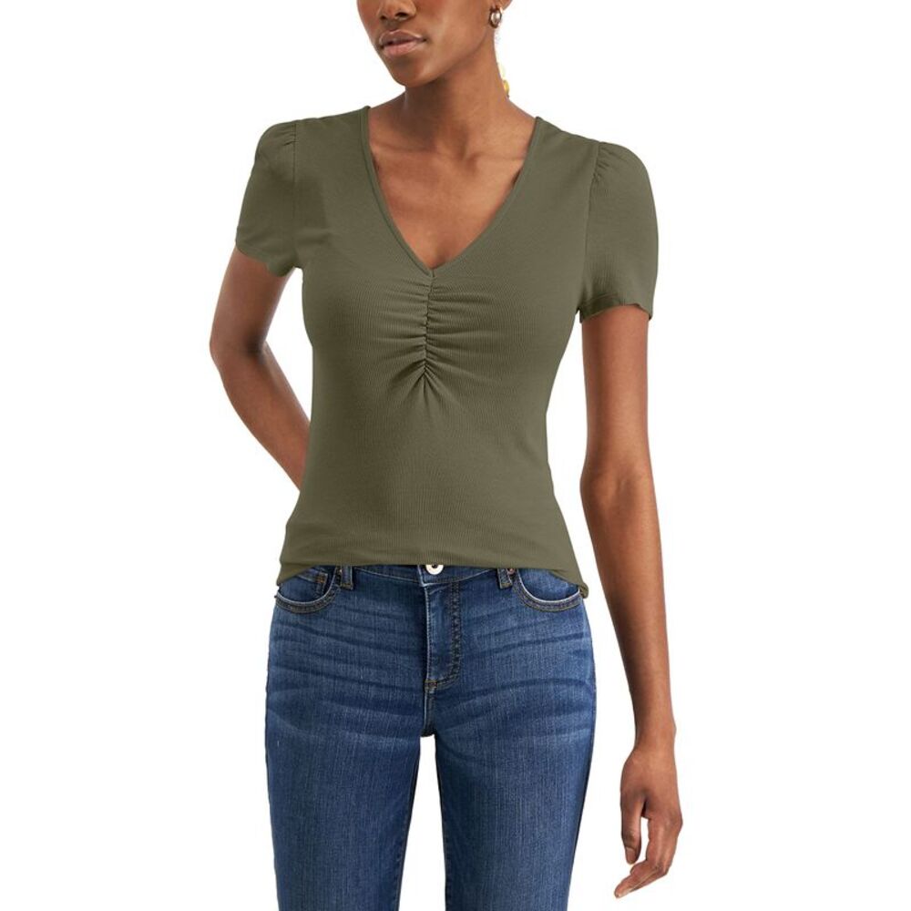 INC International Concepts Ribbed Ruched Top - Picture 3 of 4